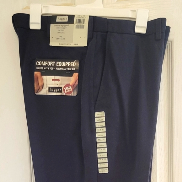 Haagar NWT Mens Work To Weekend Khaki Pants Navy 38/30. - Picture 10 of 10